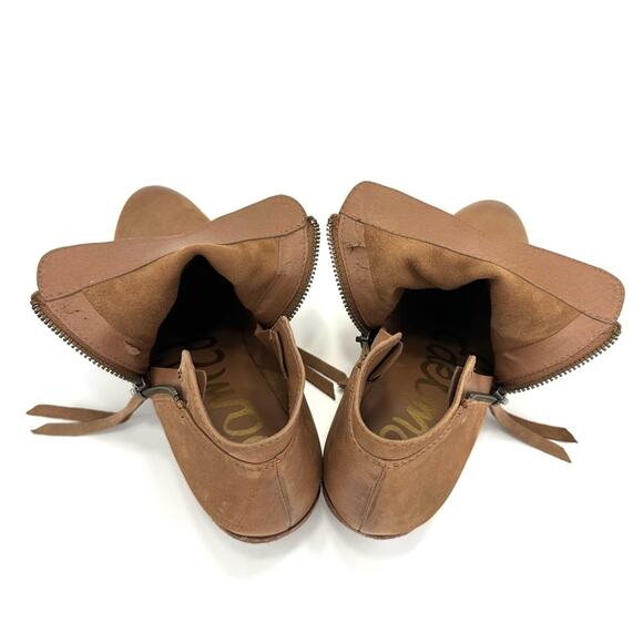 Sam Edelman Packer Women Tan Ankle Boot Sz 8 Soft Leather Low Cuban Heel Bootie - Picture 6 of 16